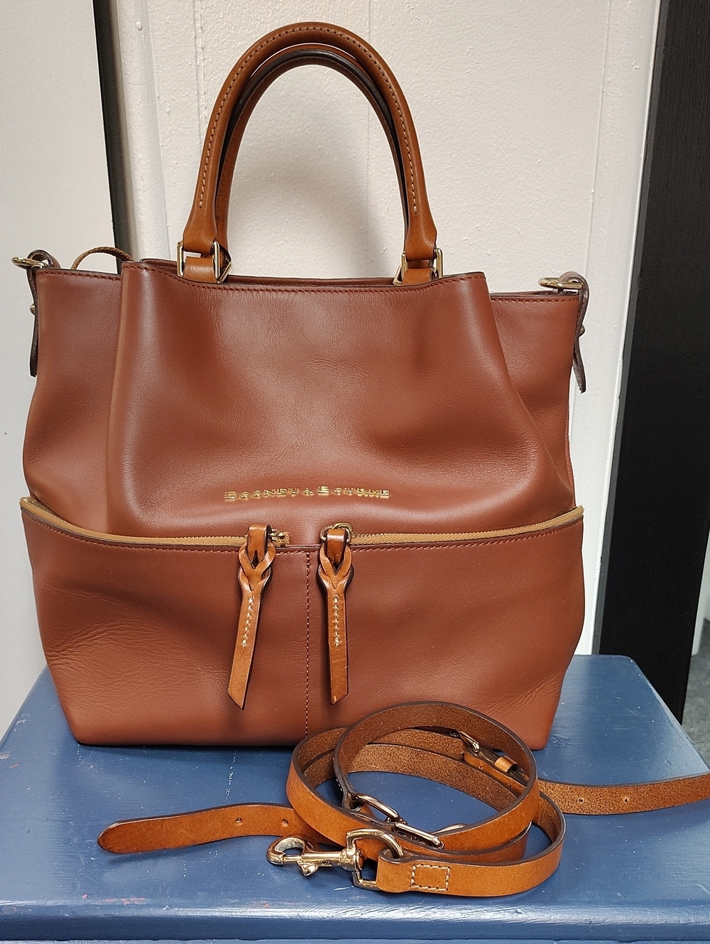 Dooney & Bourke City Dawson Satchel Bag Leather Chestnut Brown Large Retired